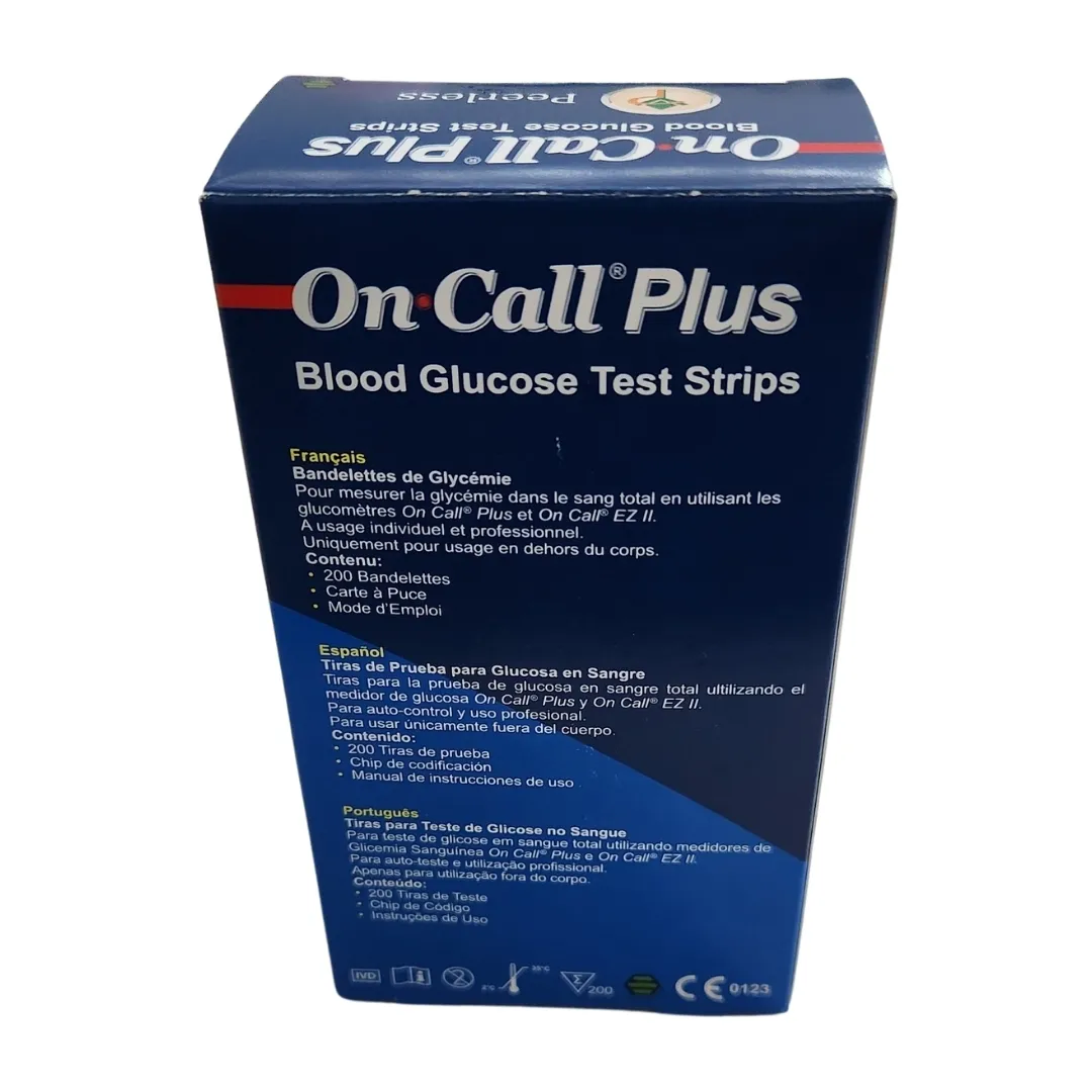 On Call Plus Glucometer Strips | 200 Blood Glucose Test Strips Pack