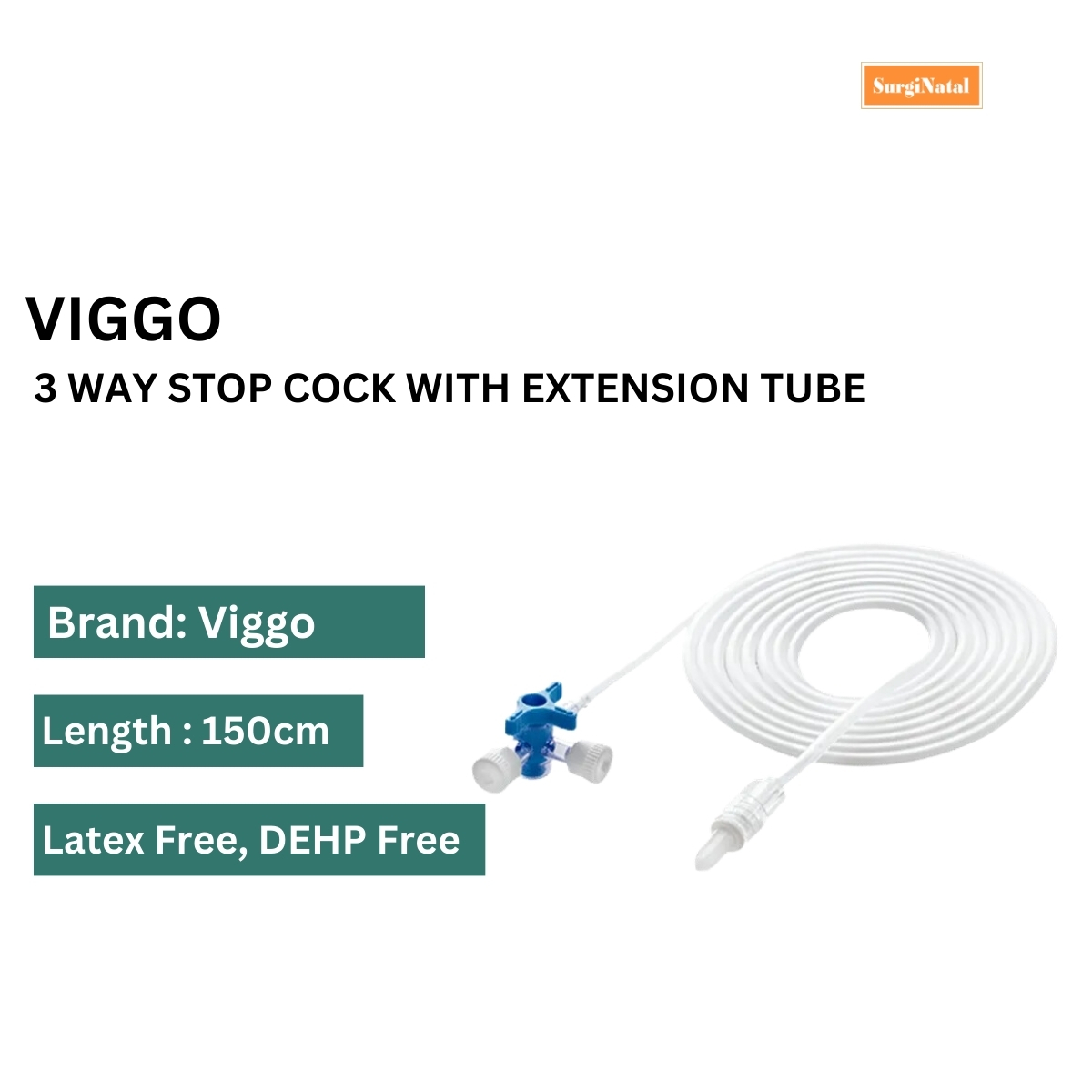 Viggo 3 Way Stopcock With Extension Line Tube 150 Cm