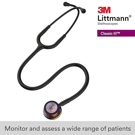 3M Littmann Classic III Stethoscope - Black with Rainbow