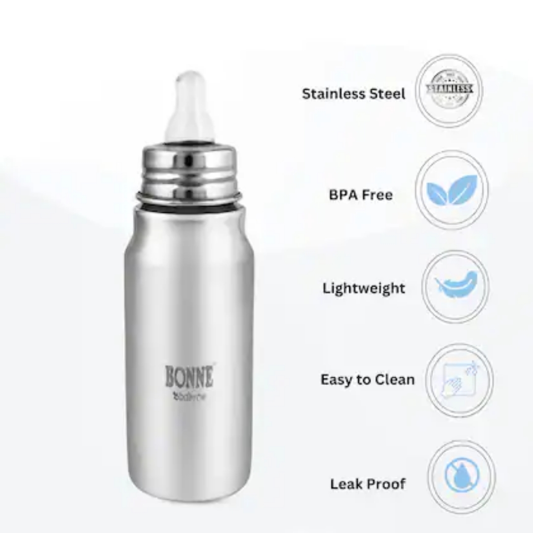 Bonne Steel Milk Bottle For Kids-300 ML
