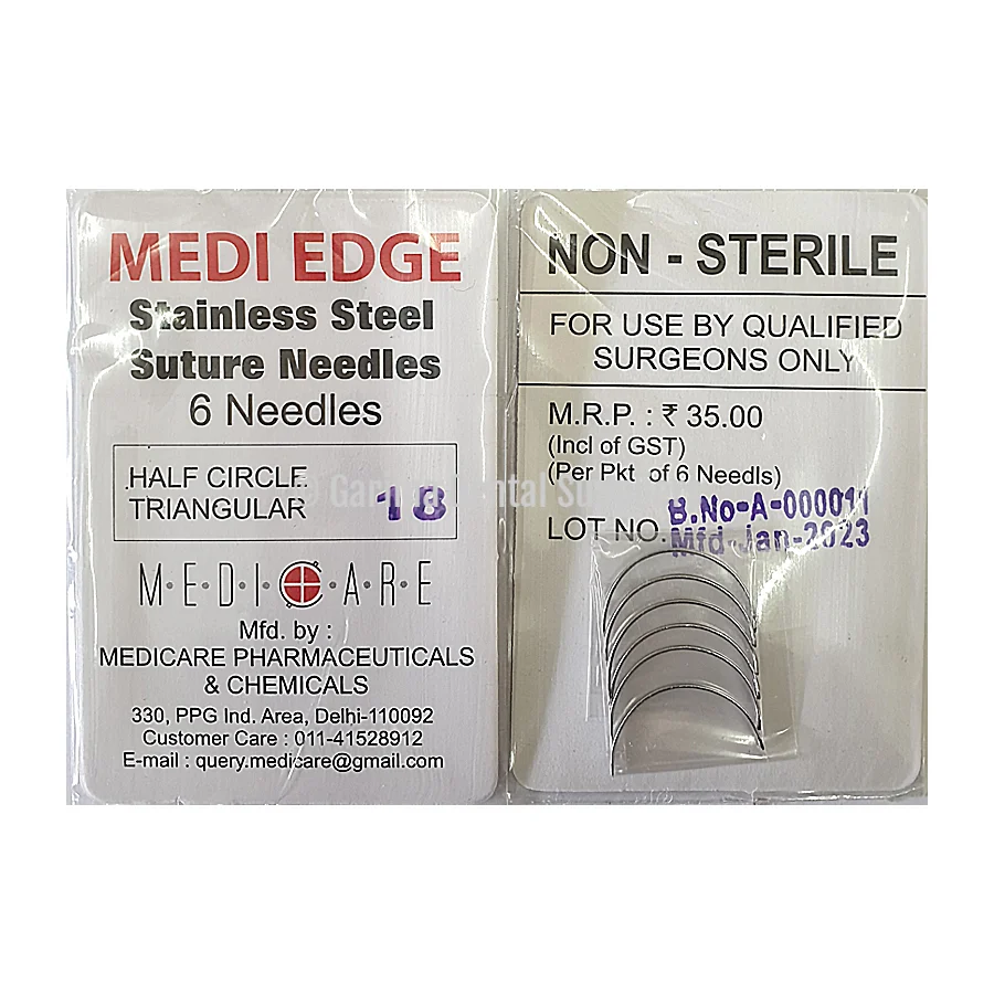 Suture Needles - Straight Triangular - 6 Needle Pack