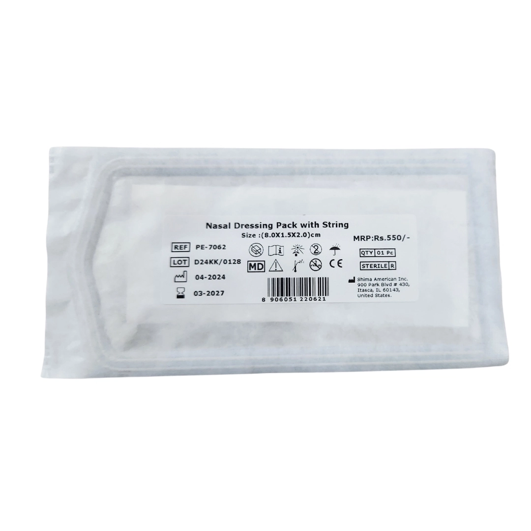 Nasal Dressing Pack With String (8CM*1.5CM) -1 pcs