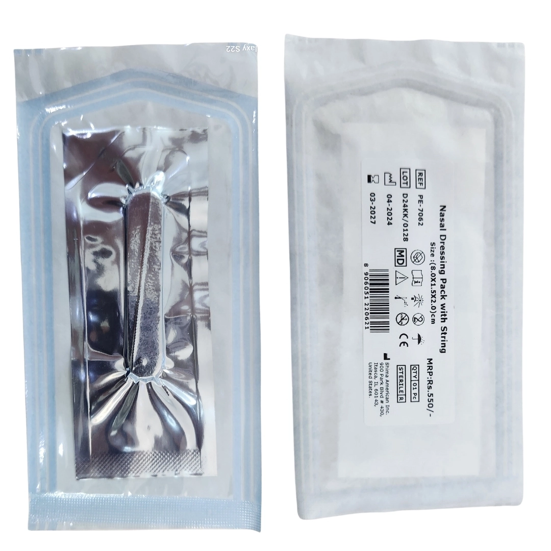 Nasal Dressing Pack With String (8CM*1.5CM) -1 pcs