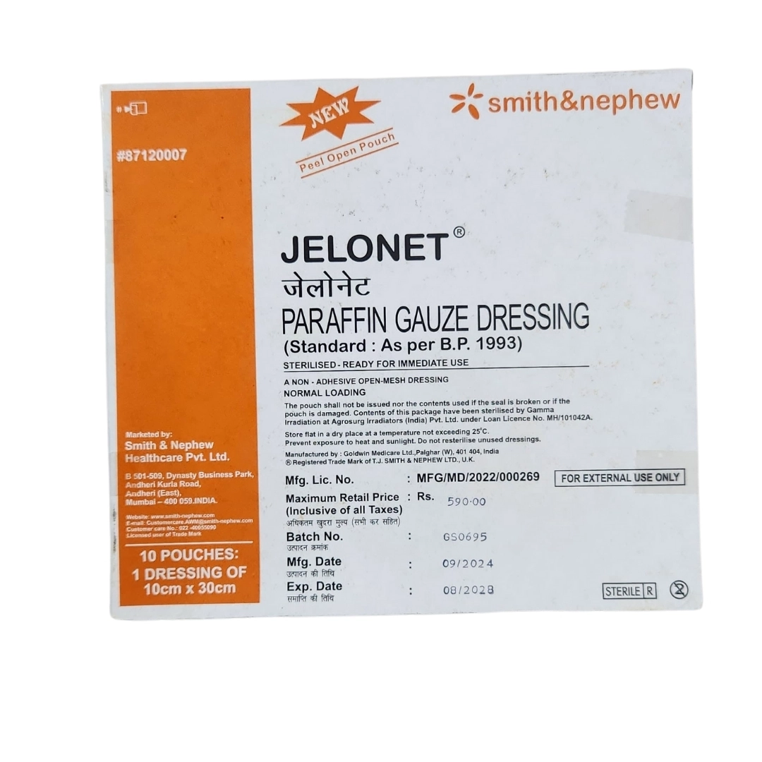 Smith and Nephew - Jelonet Paraffin Gauze Dressing - 10cm*30cm - 10 Foils box