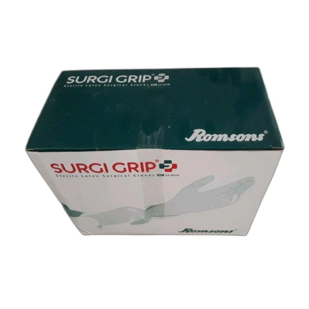 Romsons Surgi Grip Plus Sterile Latex Powdered Surgical Gloves | Size: 7.5