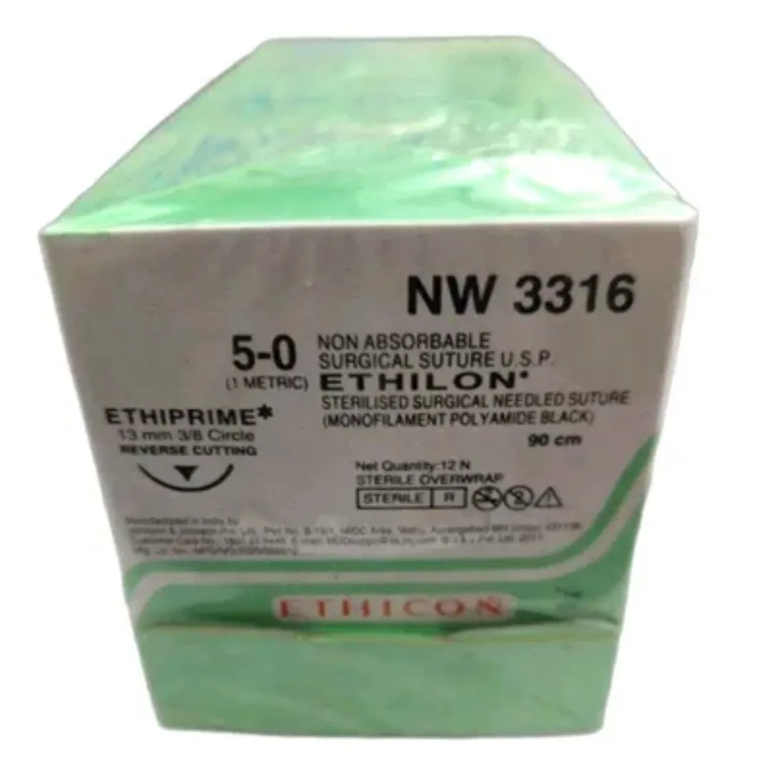 Ethicon Ethilon Sutures USP 5-0 NW 3316 Reverse Cutting, 12 Foils Box