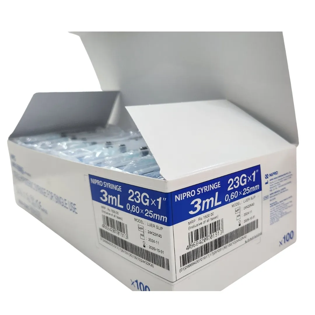 Nipro Syringe With Needle 3ml 23G - 100 Units Pack