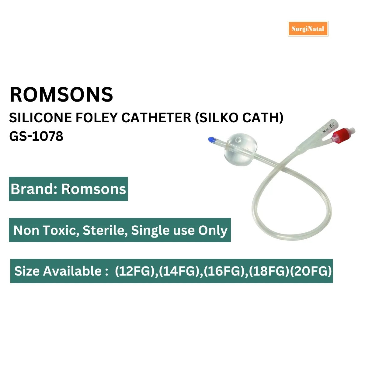 Romsons Silicone Foley Catheter (Silko Cath) GS-1078