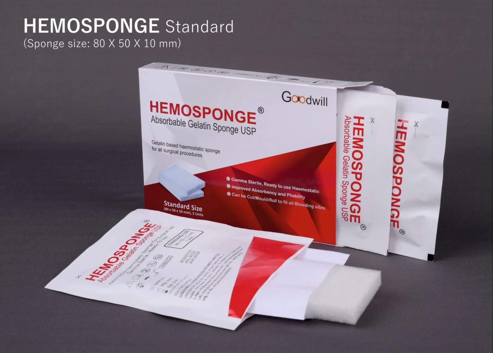 Sterispon (code -USP2)Absorbable Gelatin Sponge USP 80 x 50 x 10 mm - Standard