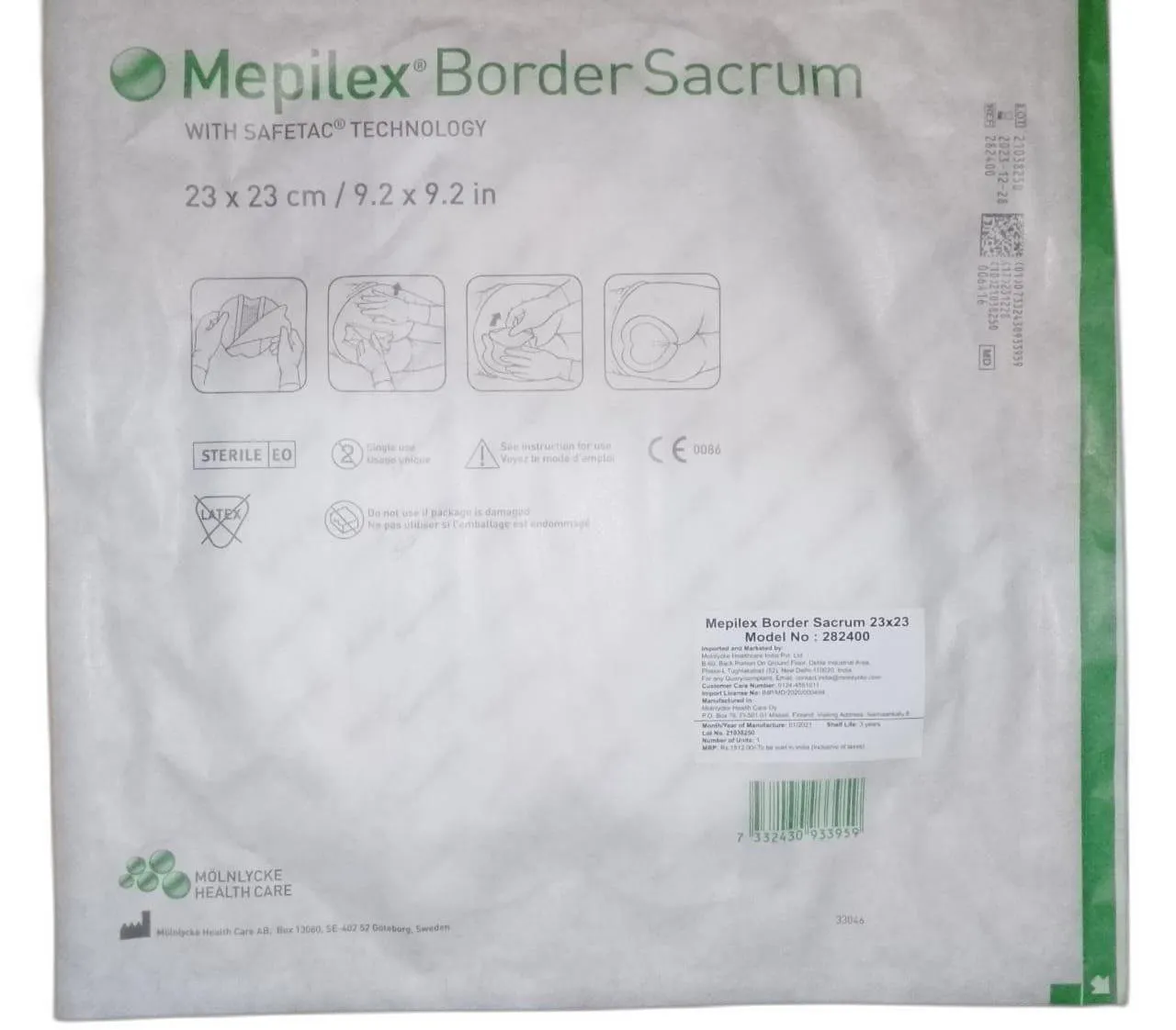 Mepilex Border Sacrum Ag  (23cm x 23cm)